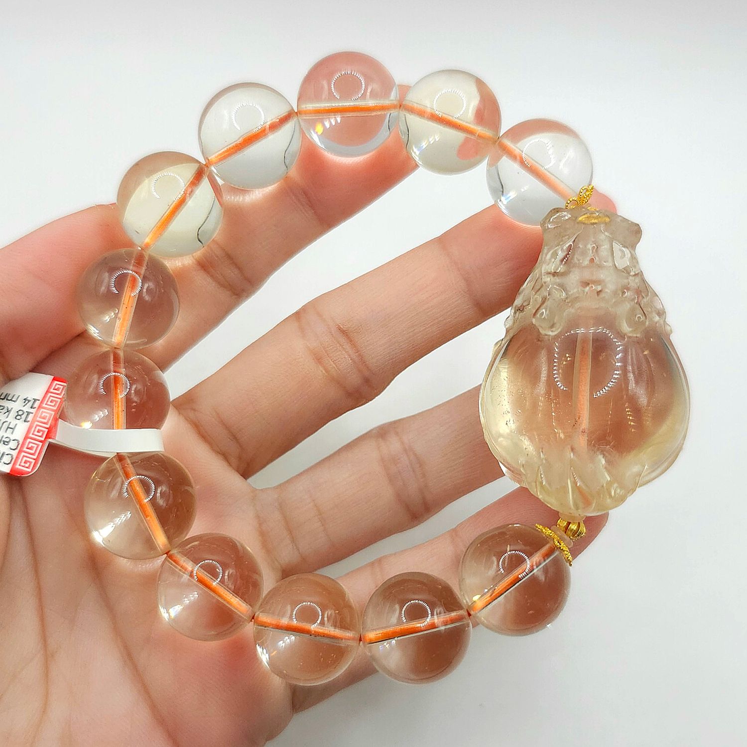 Natural Citrine with Dragon Pixiu - 18k