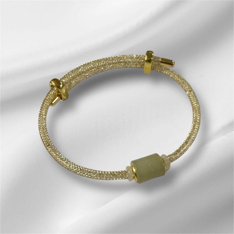 Natural Hetian Jade - 24K Karat Gold Inlaid