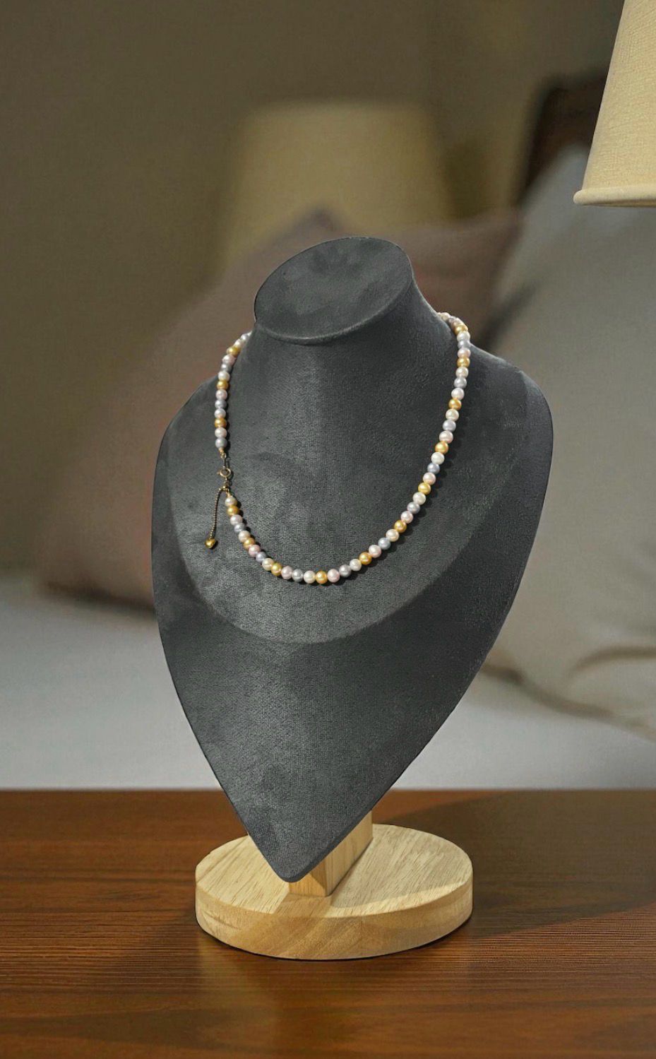 Natural Colorful Akoya Pearl Necklace - 18K