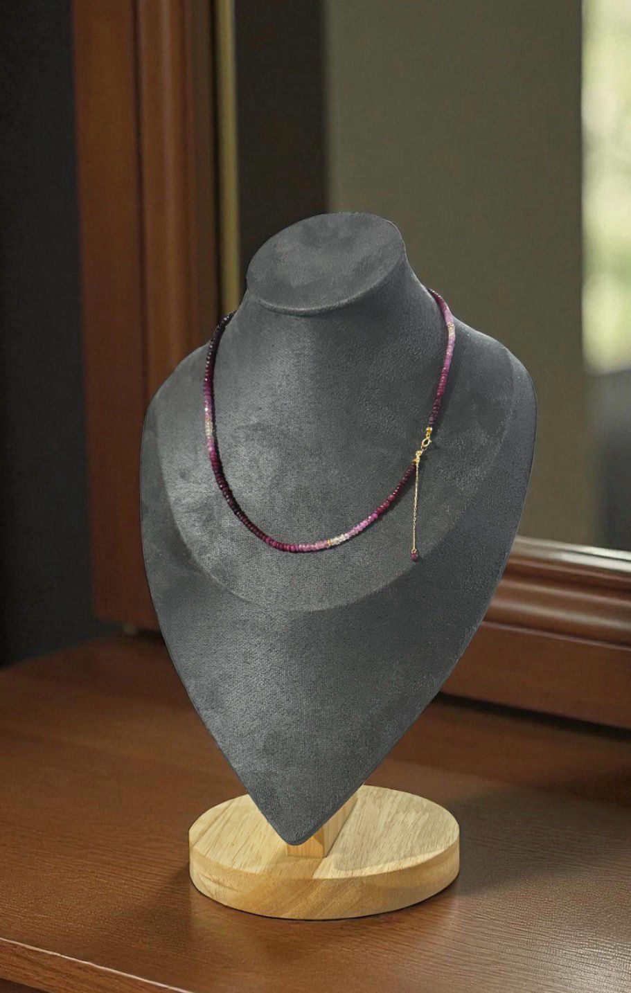 Natural Ruby Necklace - 18K