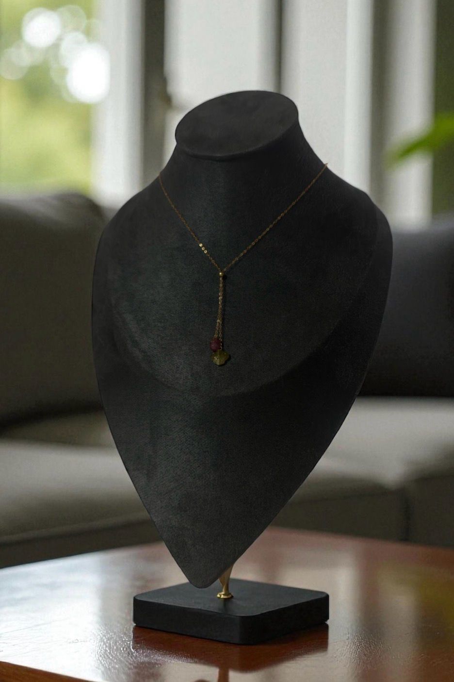 Natural Tourmaline with Ruyi &amp; Pixiu Necklace - 18K