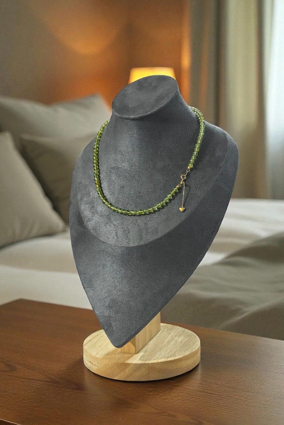 Natural Peridot Necklace - 18K