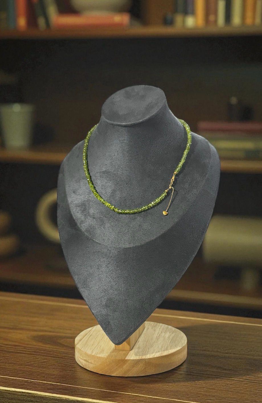 Natural Peridot Necklace - 18K