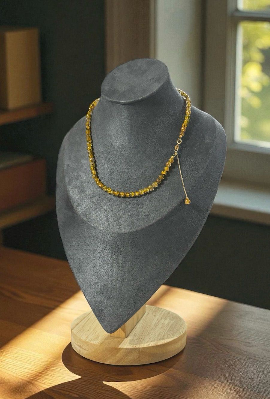 Natural Golden Titanium Ruti Necklace - 18K