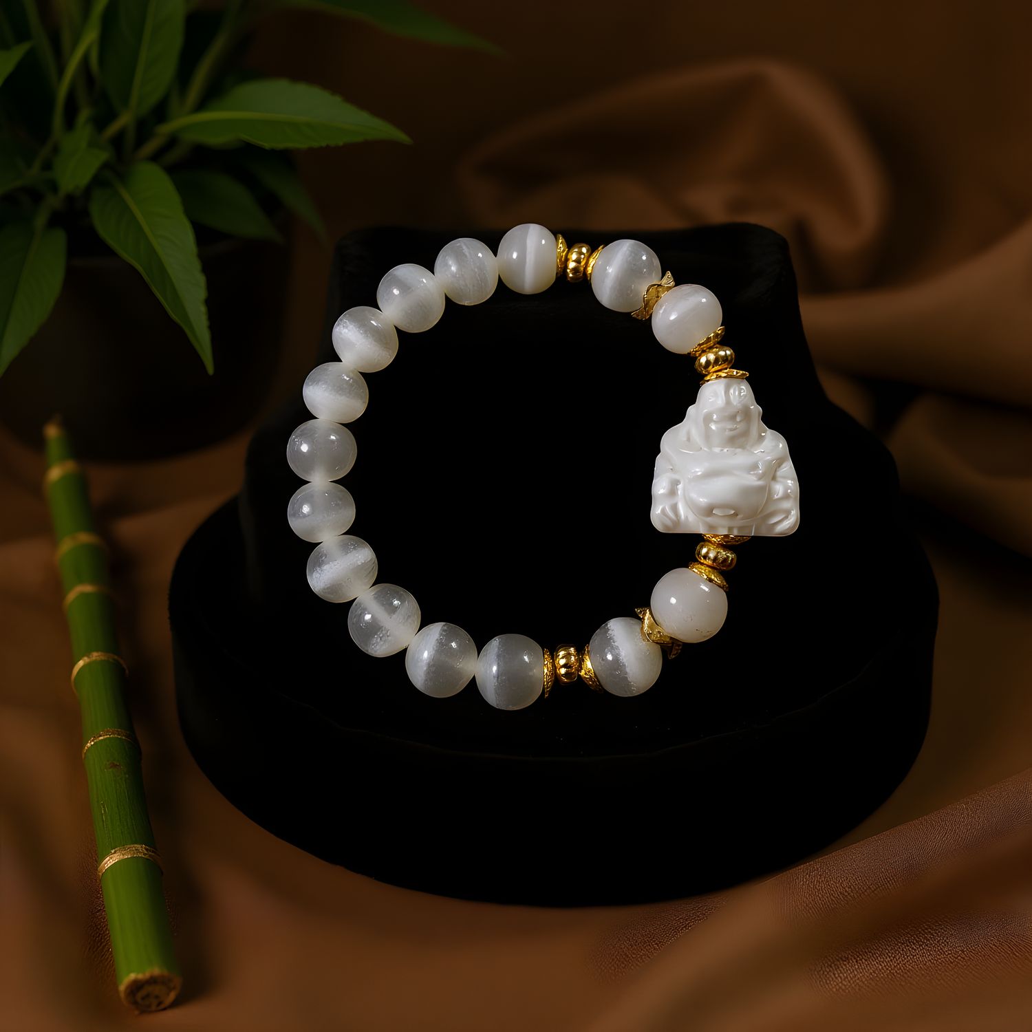 Natural Selenite with Buddha