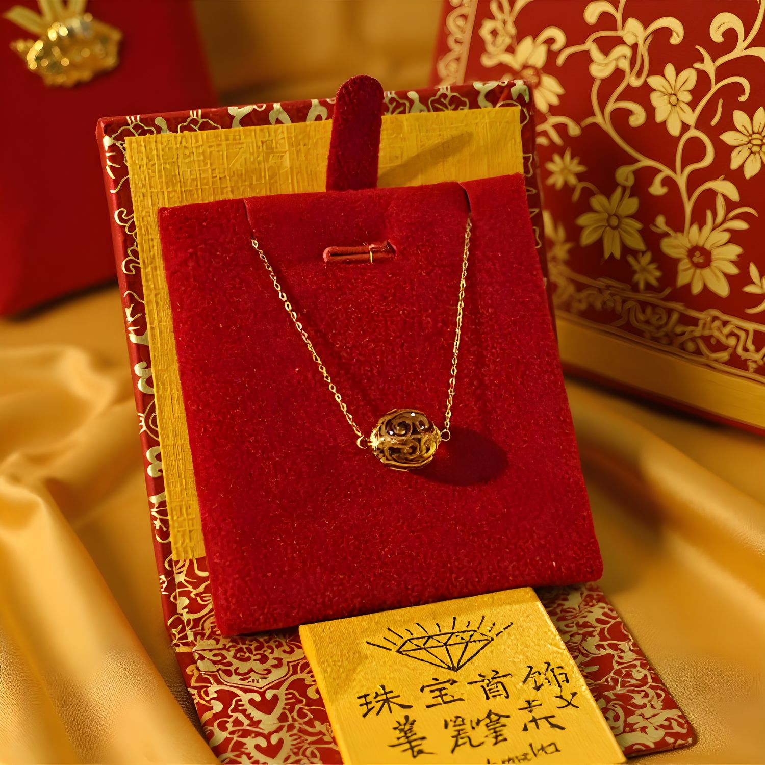 Natural Citrine Lucky Ball Necklace - 18K