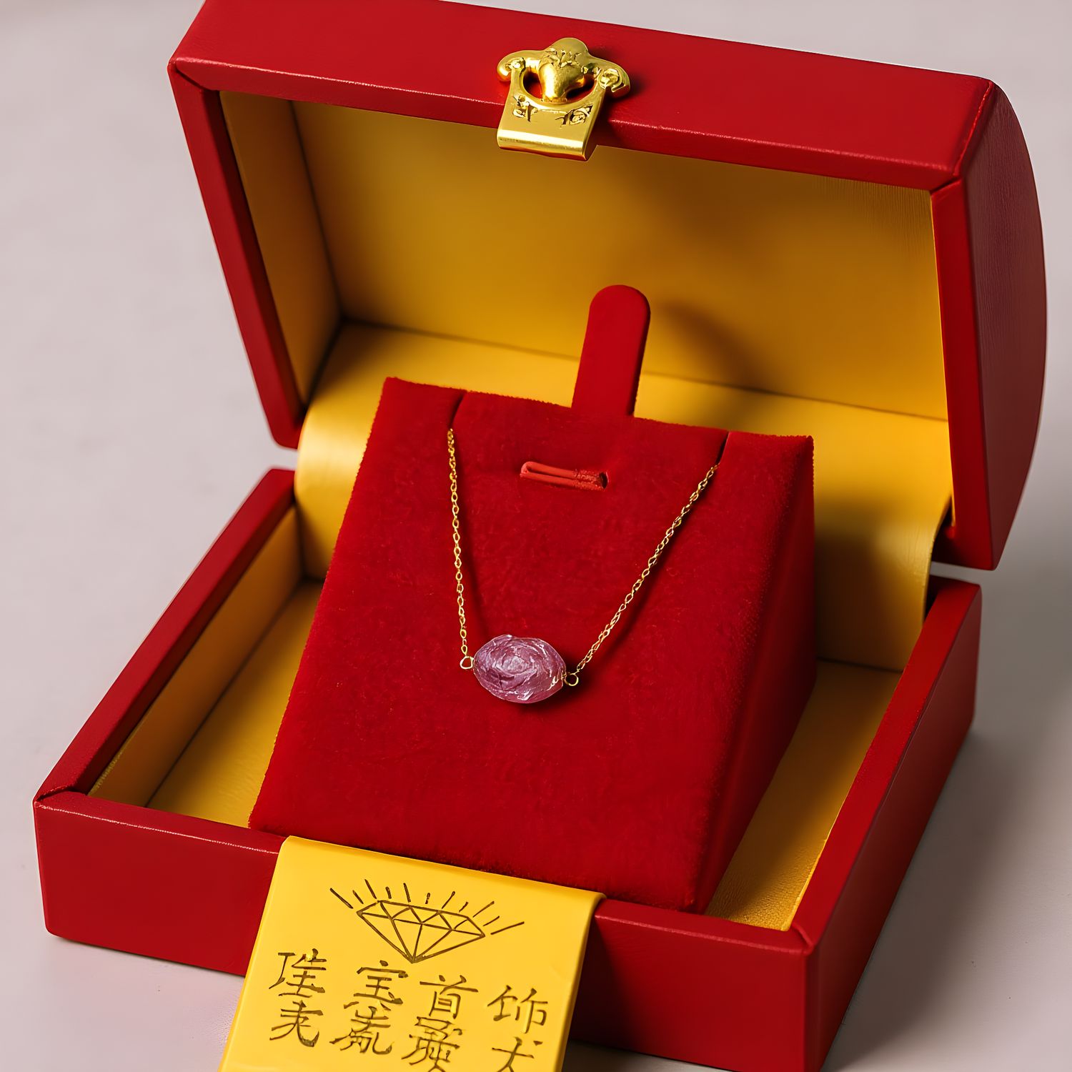 Natural Tourmaline Rose Necklace - 18K