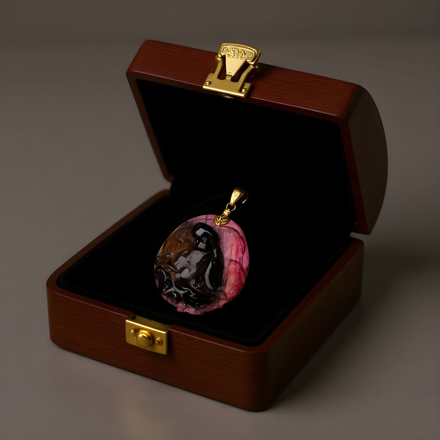 Natural Tourmaline Rabbit Pendant 18K