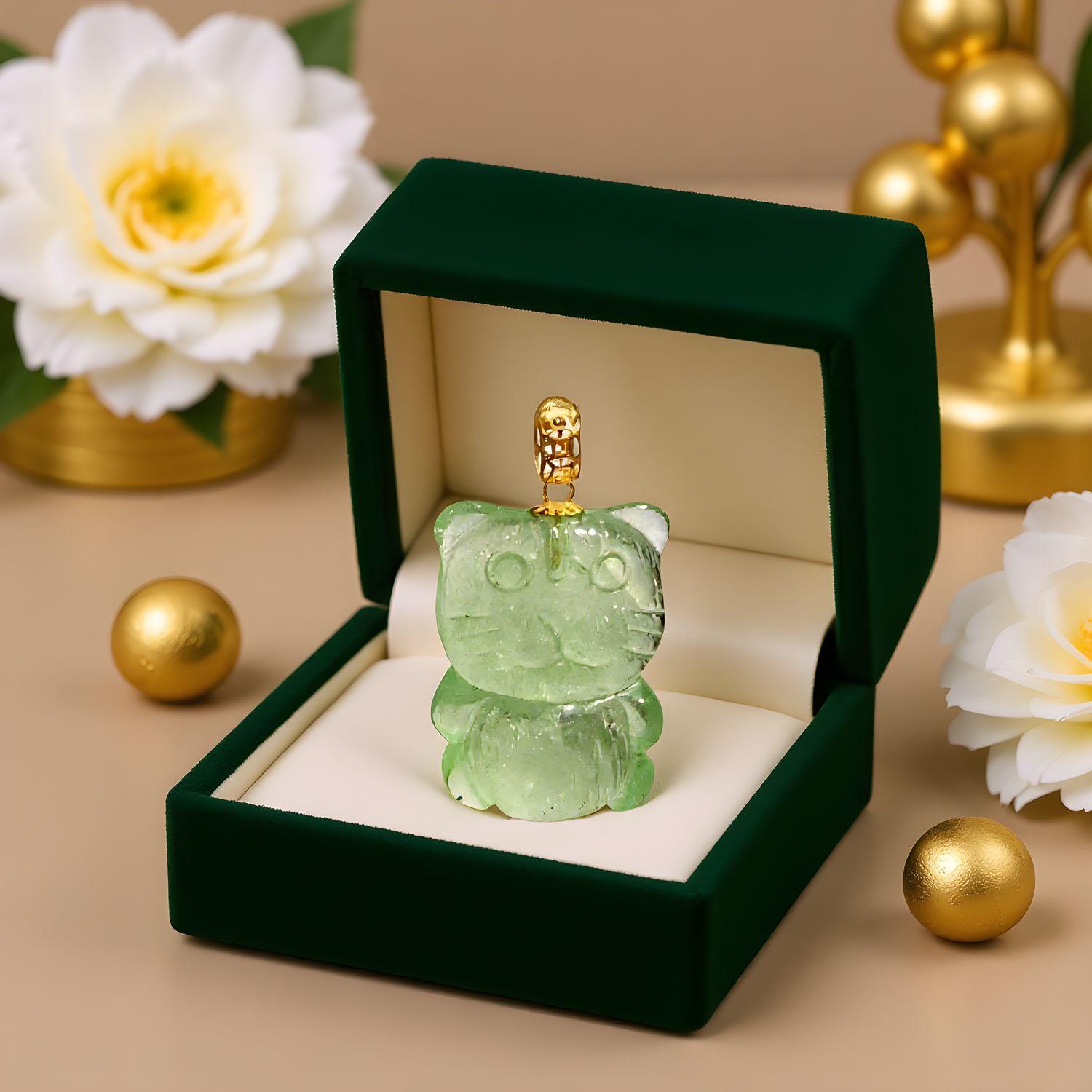 Natural Tourmaline Tiger Pendant 18K