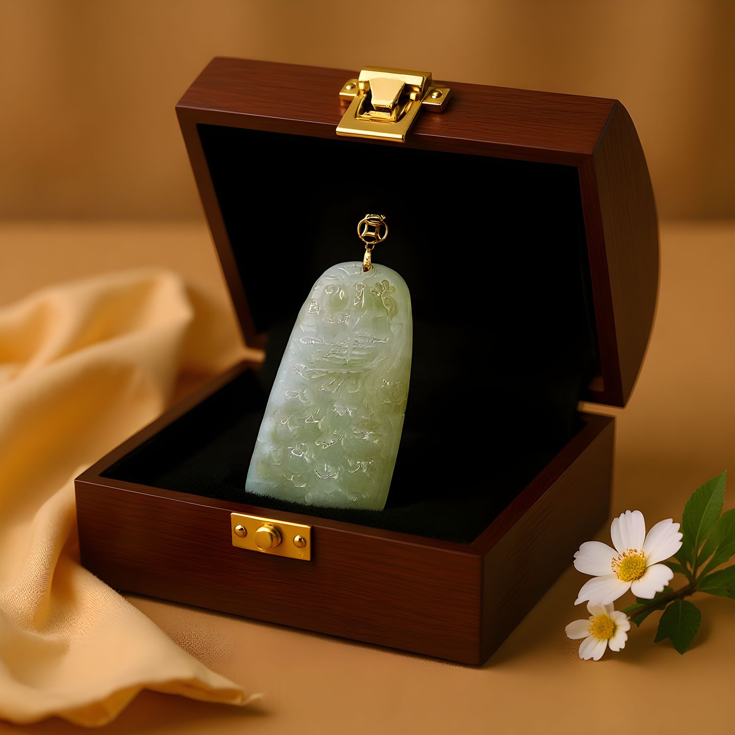 Natural Burma Ice Jade Phoenix Pendant 18K