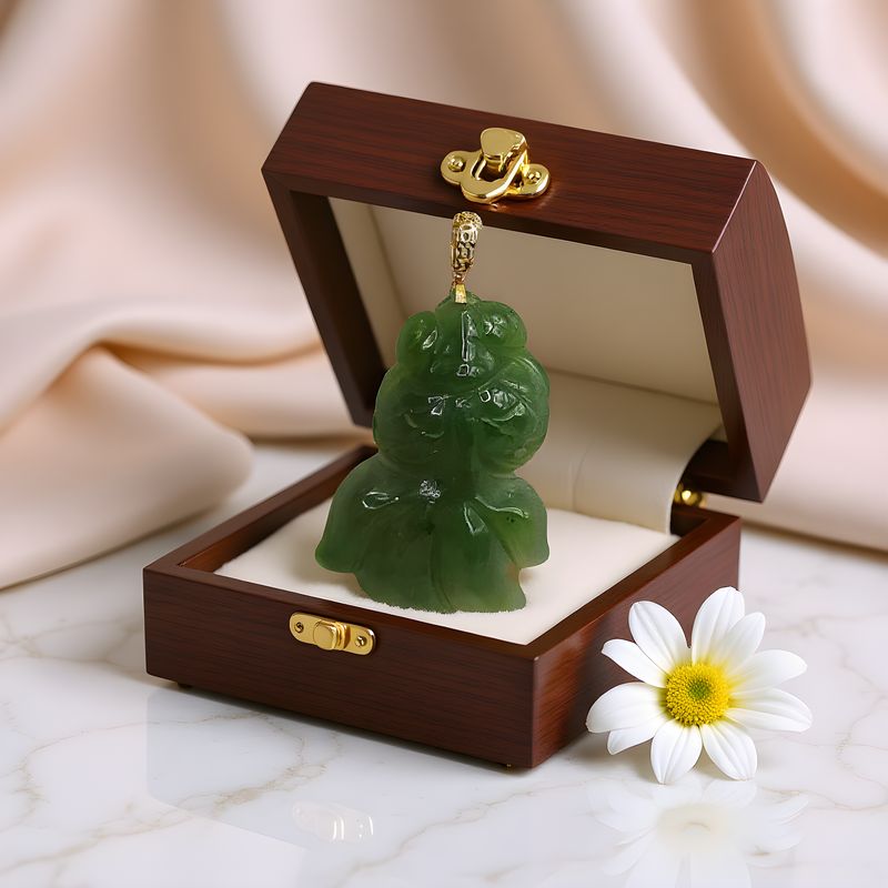 Natural Hetian Jade Fish Pendant 18k 