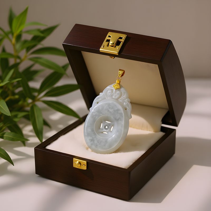 Natural Burma Jade Pendant 18K