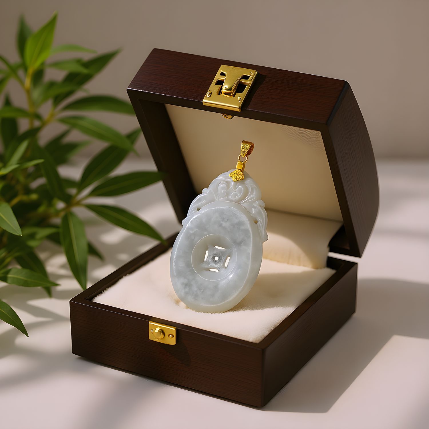 Natural Burma Jade Pendant 18K