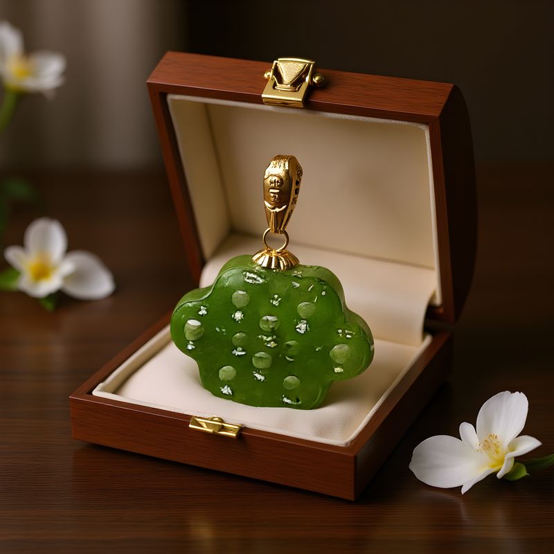 Natural Hetian Lucky Knot Pendant 18K