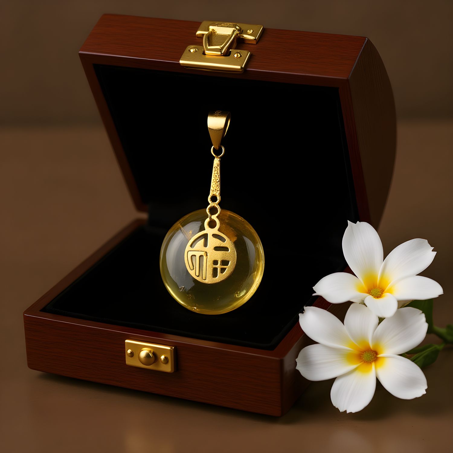 Natural Citrine Pendant - 18K