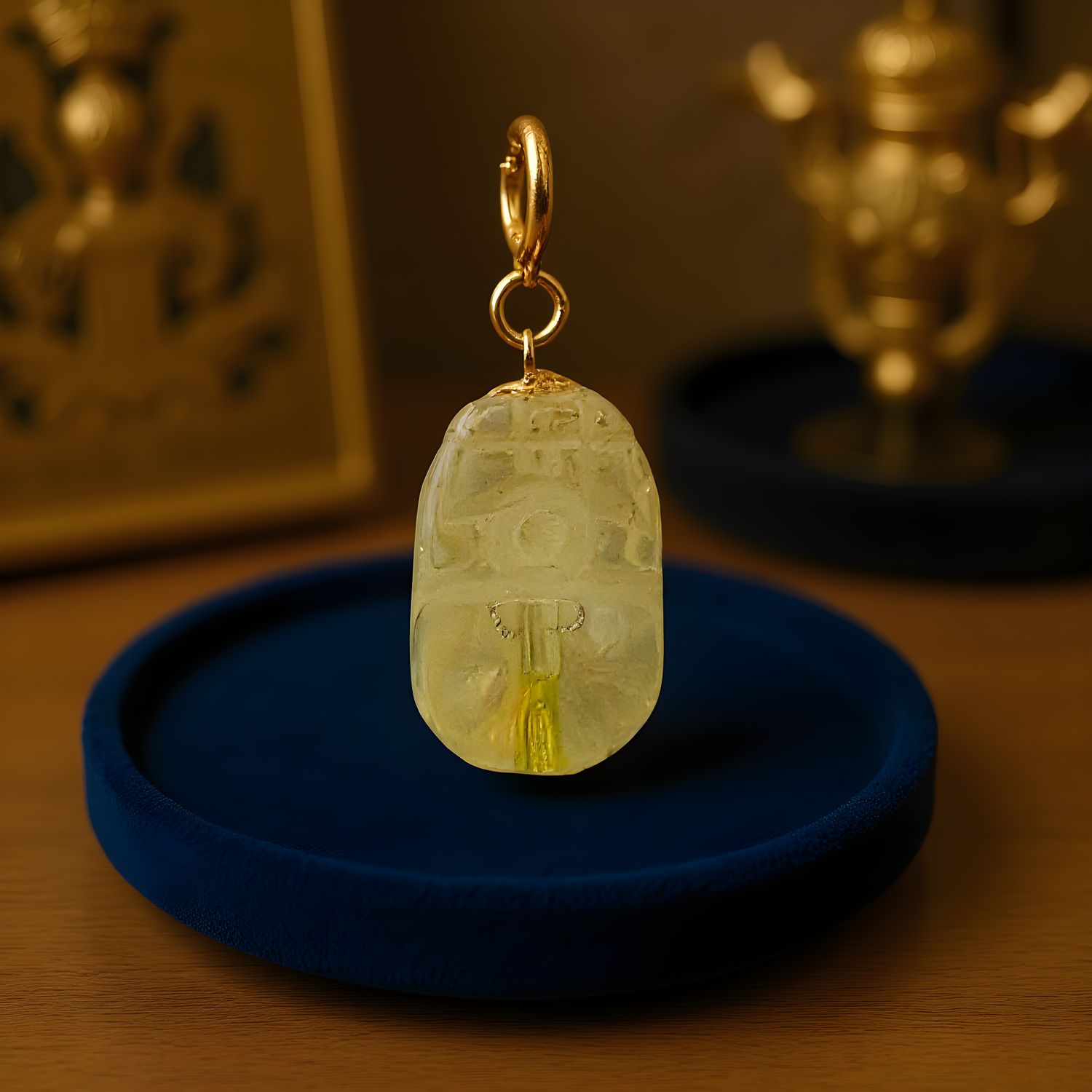 Natural Citrine Pixiu Pendant - 18K