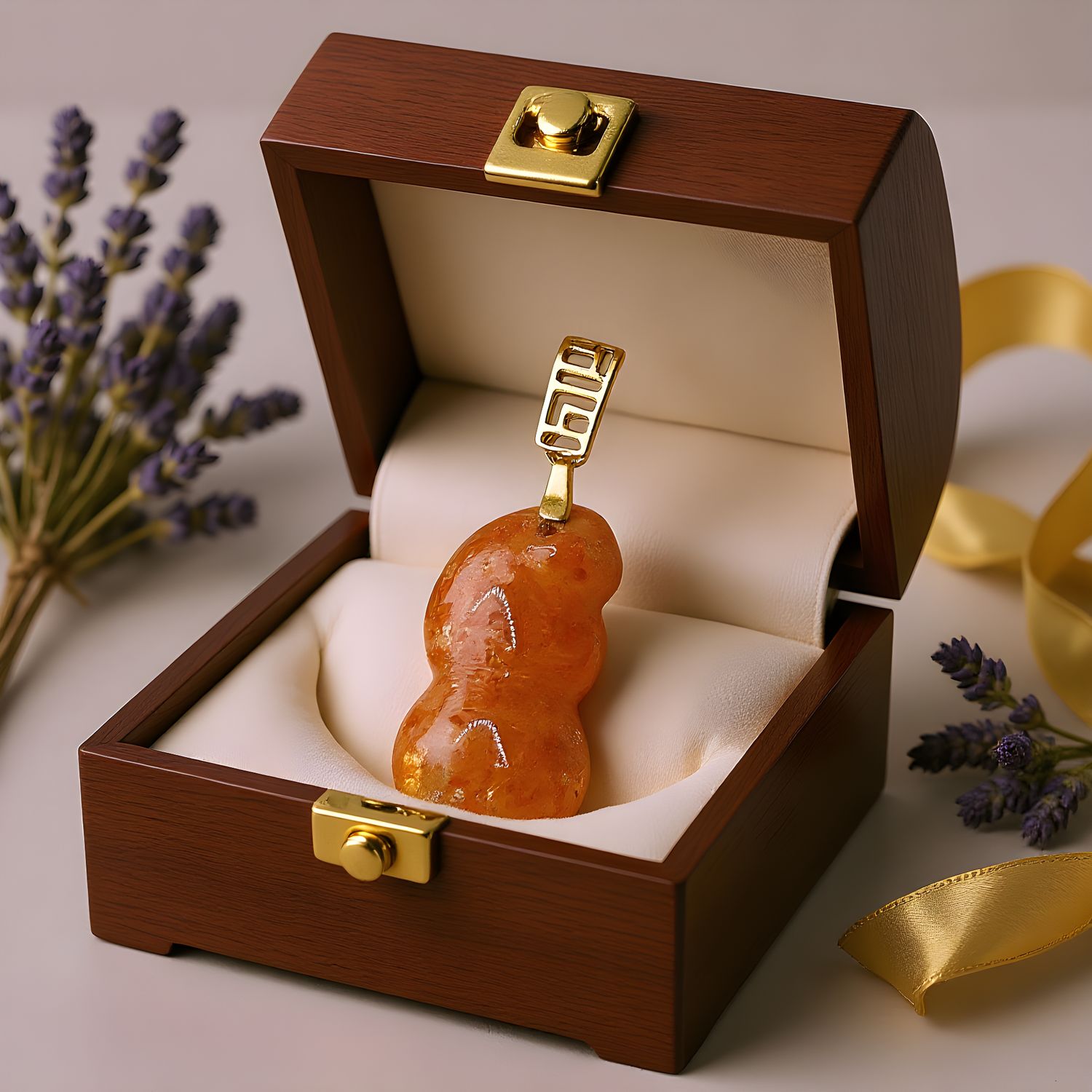 Natural Arusha Sunstone Wu Lu Pendant 18K