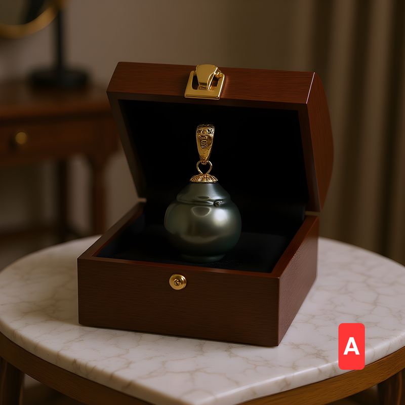 Natural Tahitian South Sea Peart Pendant 18K