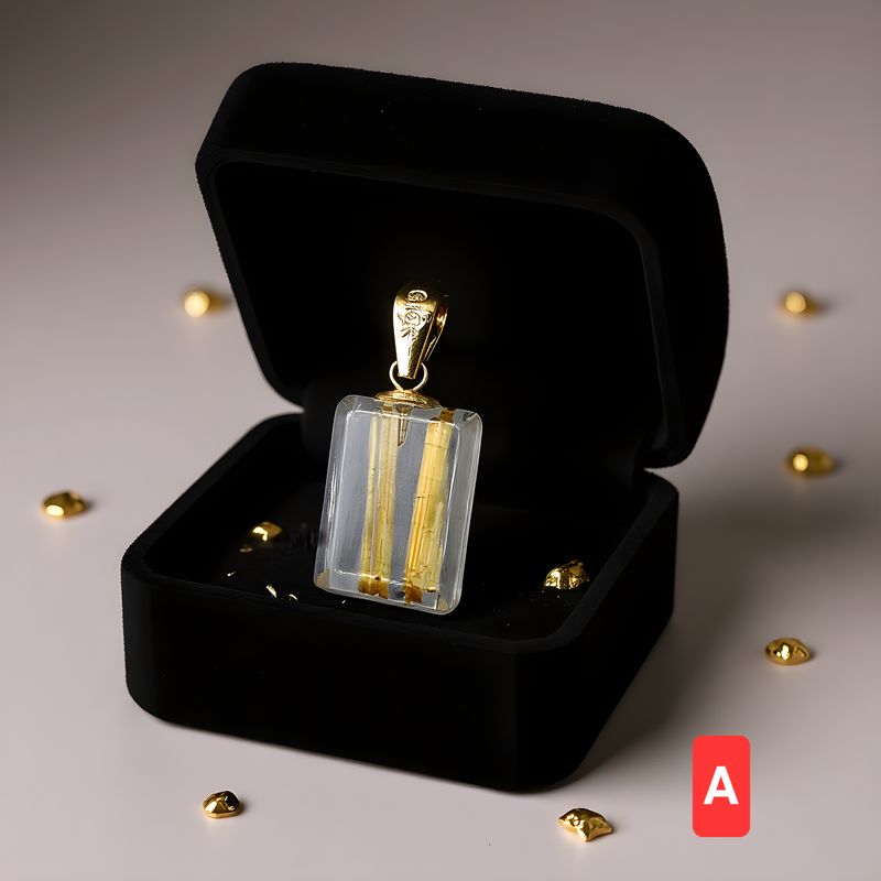 Natural Golden Ruti Pendant - 18K