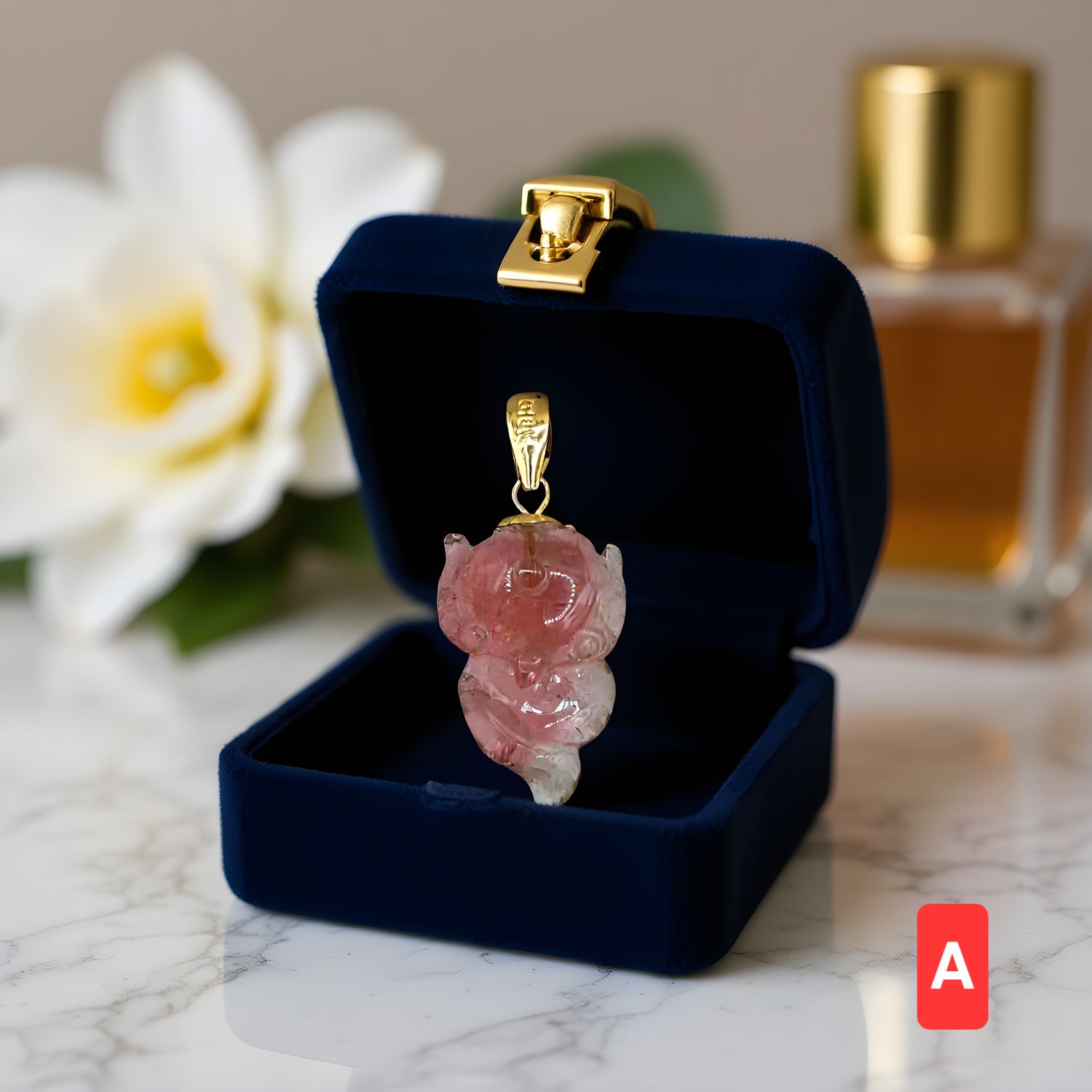 Natural Tourmaline 9 Tail Fox Pendant Collection 18K