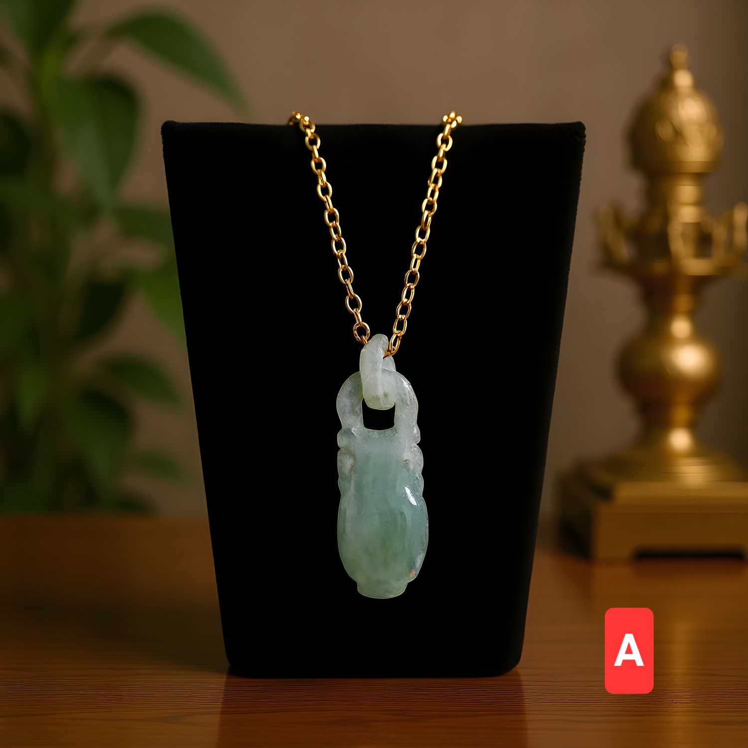 Natural Blue Water Jade Wu Lu Necklace