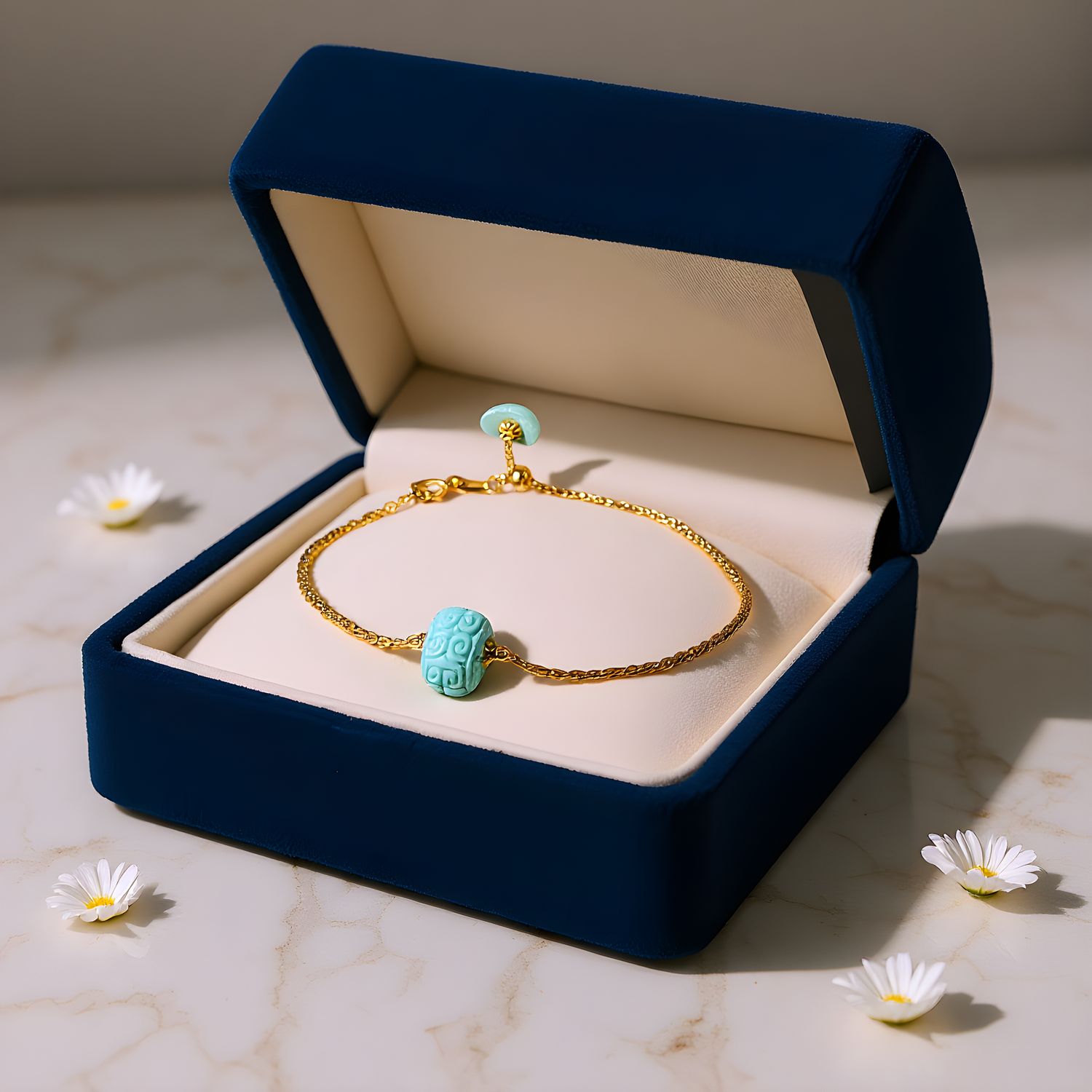 Natural Turquoise Bracelet - 18K