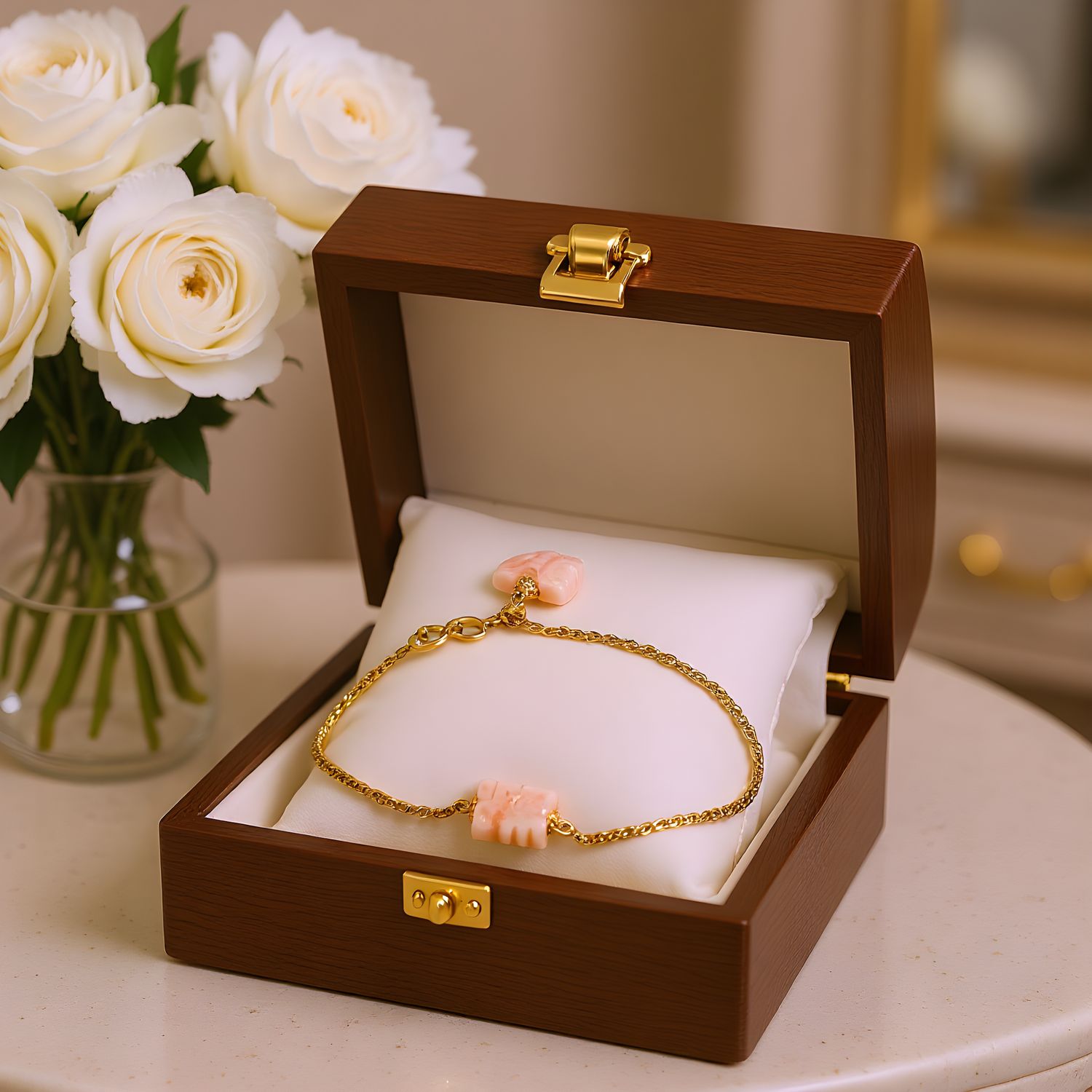 Natural Coral Bracelet - 18K