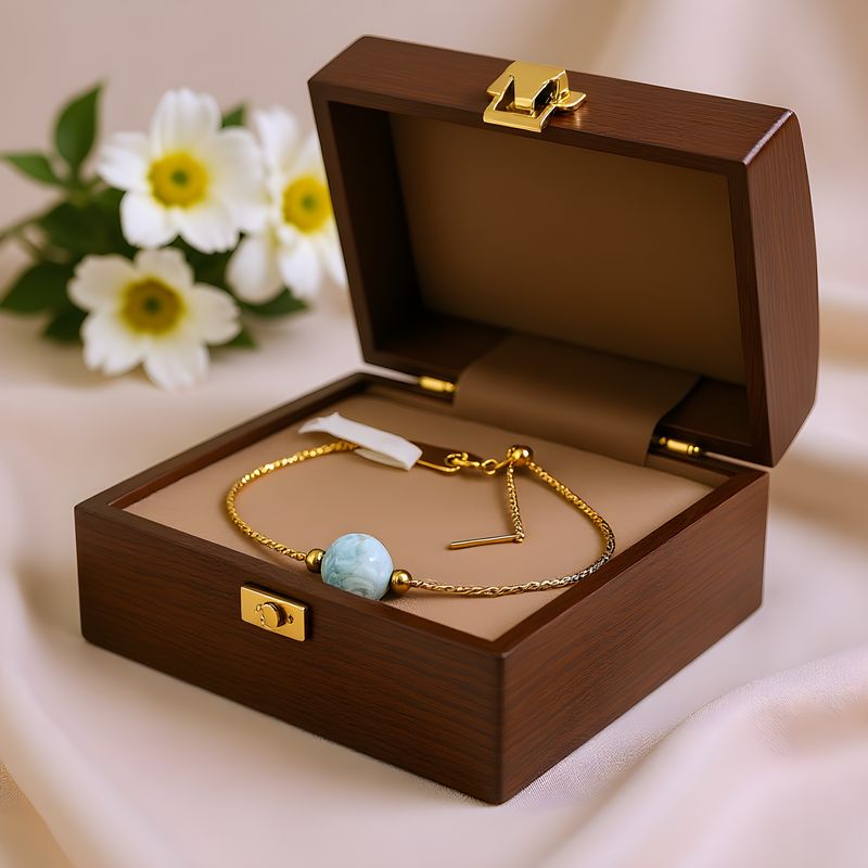 Natural Larimar Bracelet - 18K