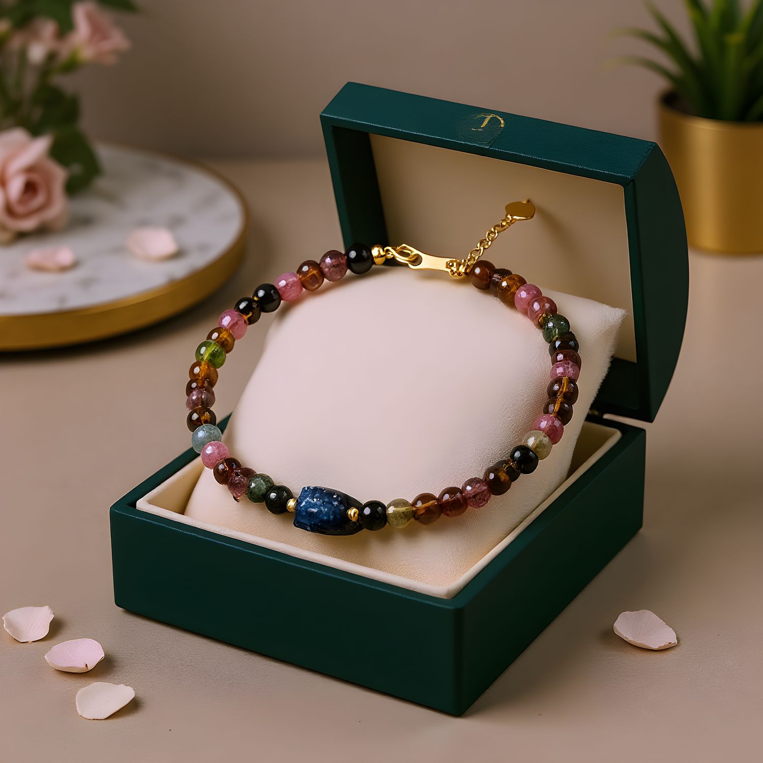 Natural Candy Tourmaline with Pixiu - 18K