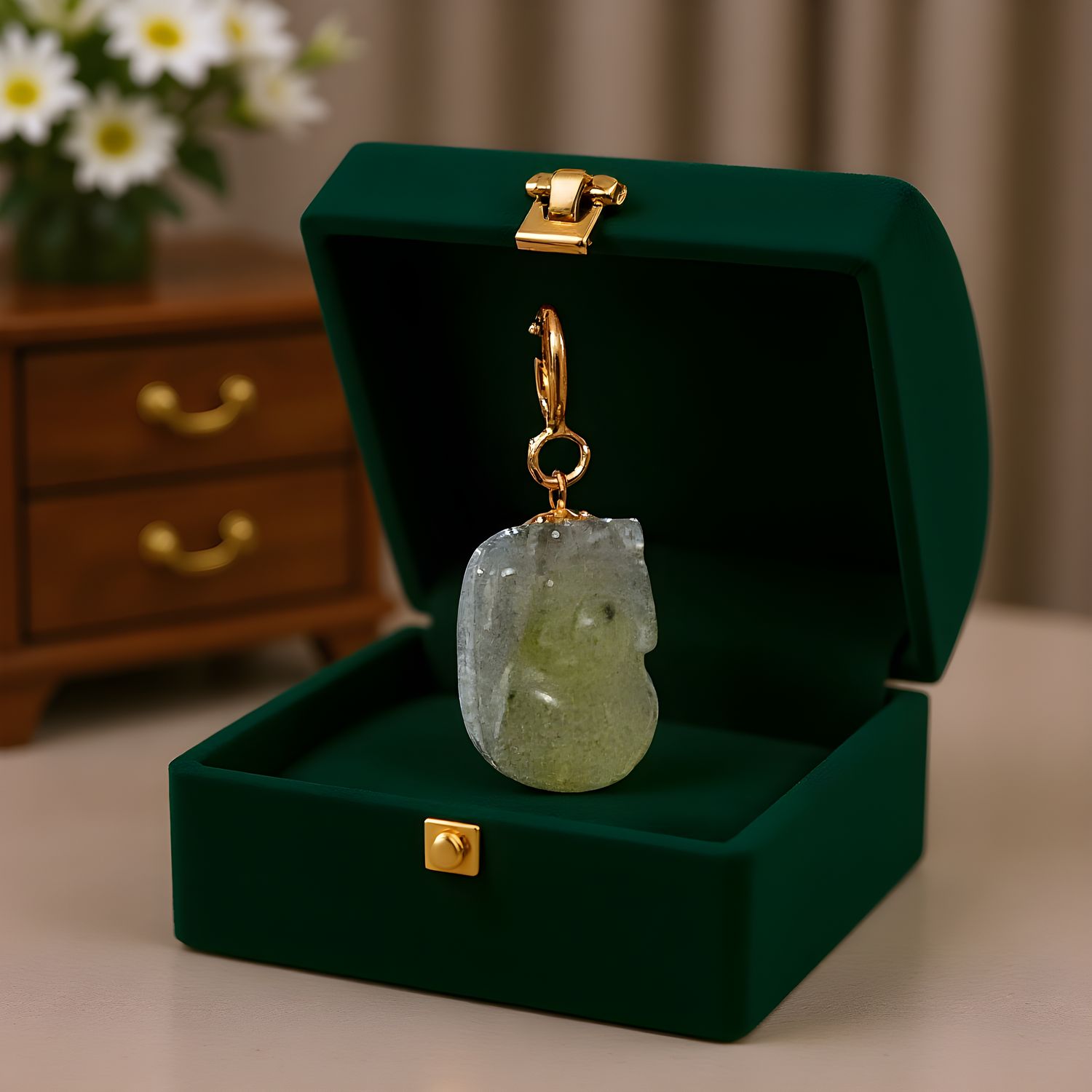 Natural Labradorite Pixiu Pendant - 18K