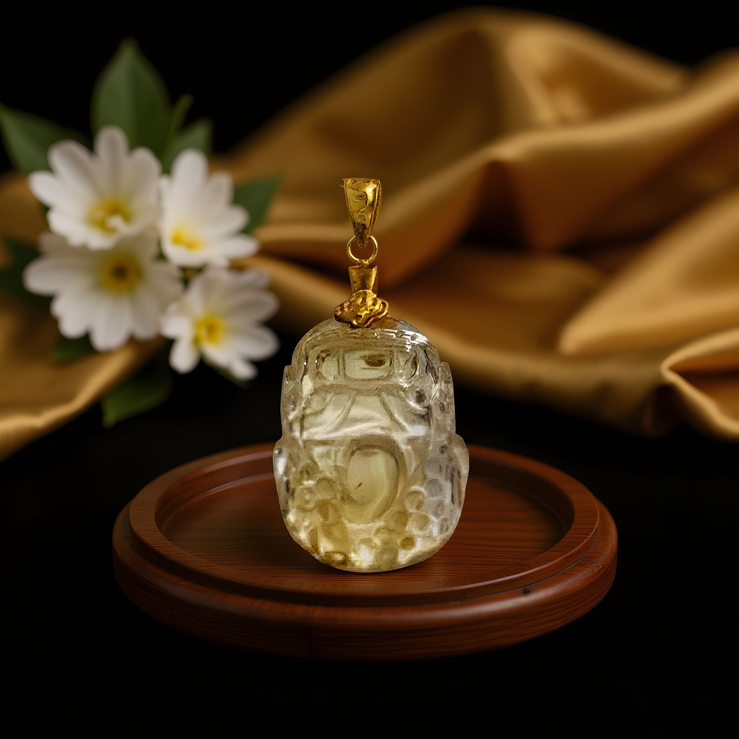 Natural Citirne Pixiu Pendant 18K