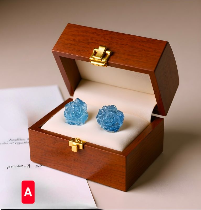 Natural Aquamarine Rose Earring 18K