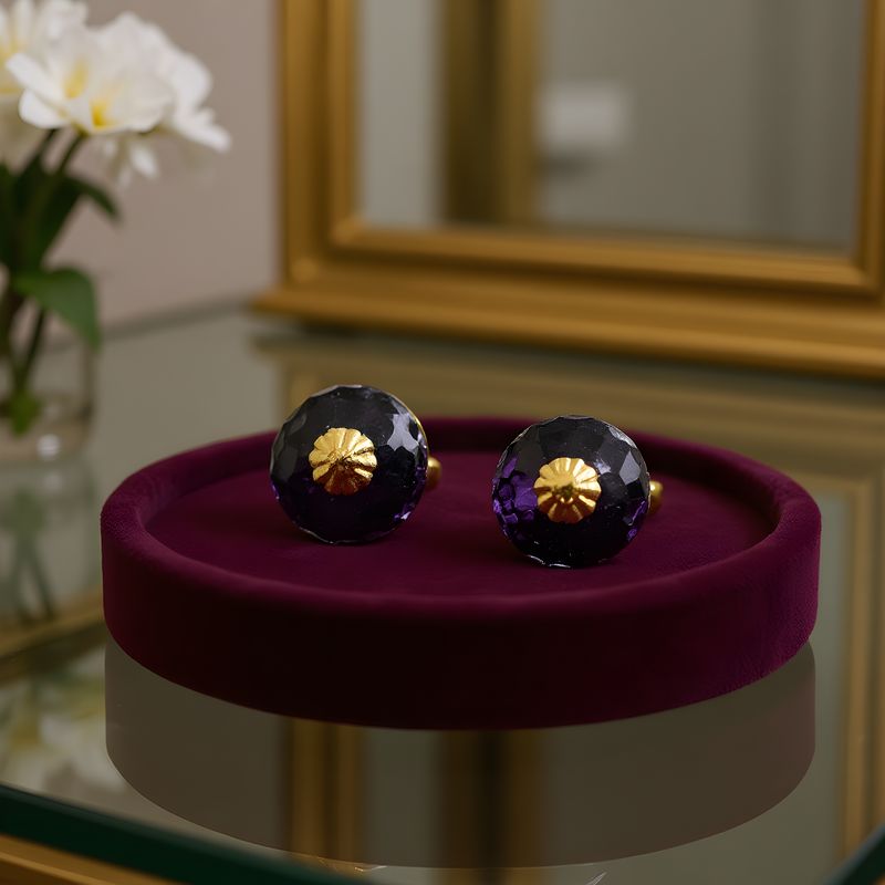 Natural Amethyst Earring 18K