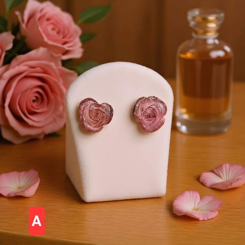 Natural Tourmaline Flower Earring 18K