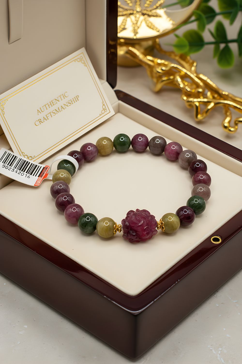 Natural Candy Tourmaline with Flower - 18K