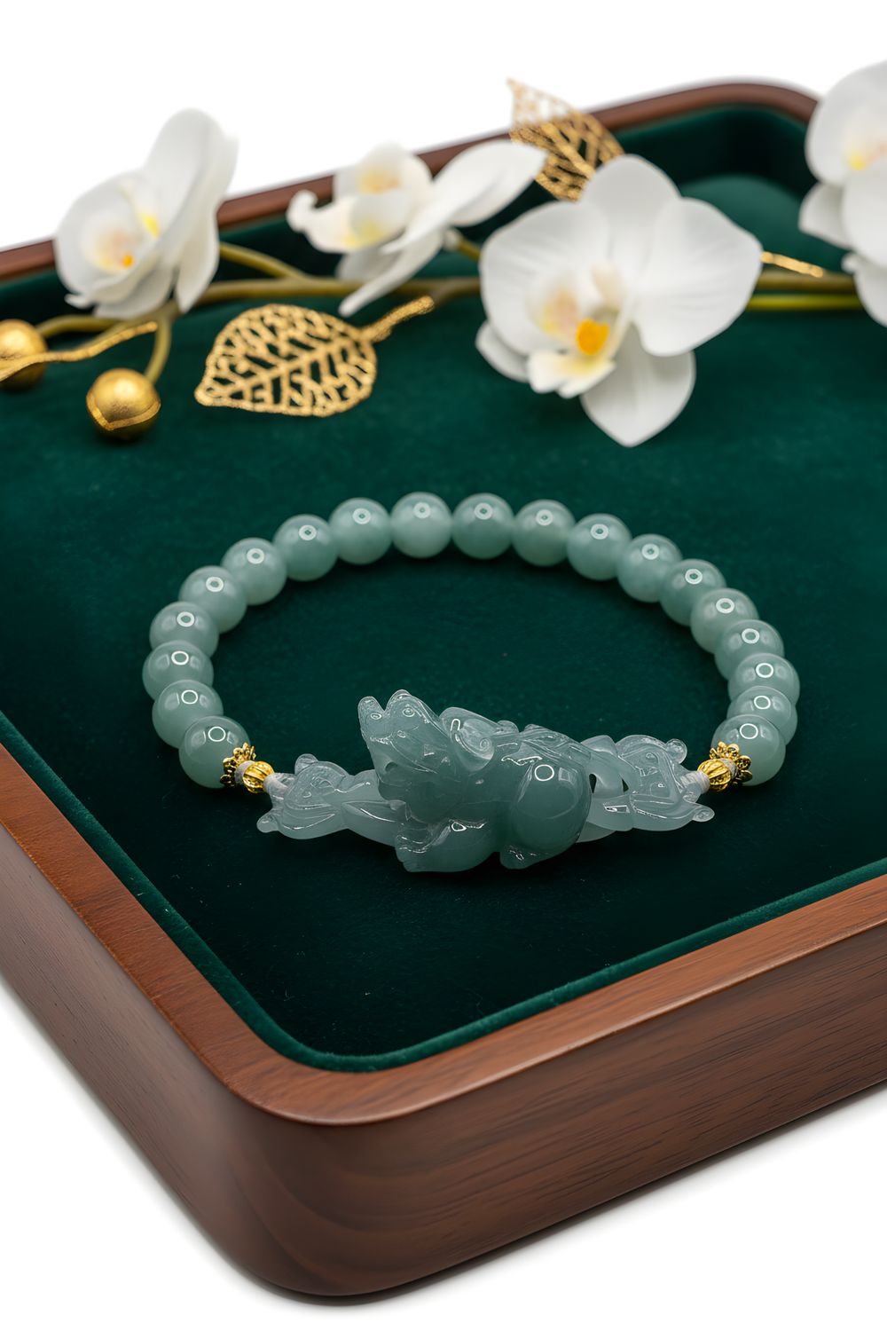 Natural Blue Water Pixiu with Ruyi 18K