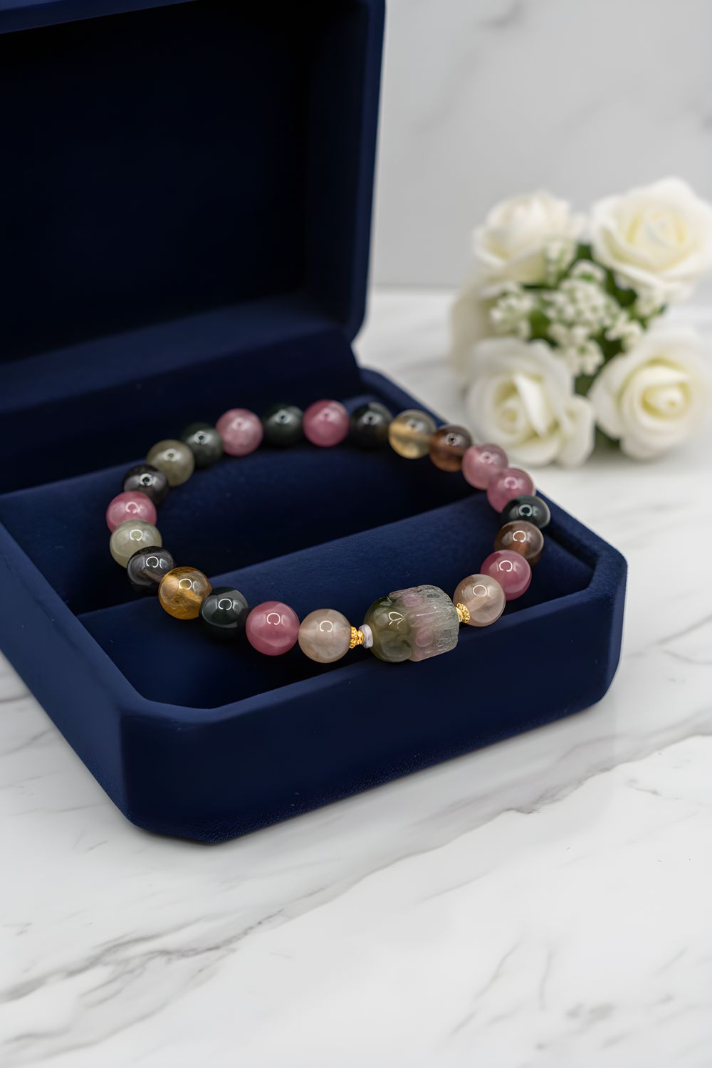 Natural Candy Tourmaline with Pixiu - 18K