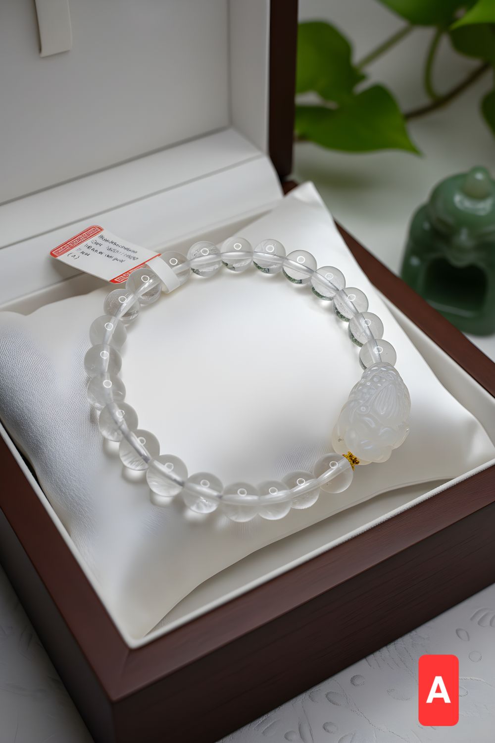 Natural Blue Moonstone with Pixiu - 18k