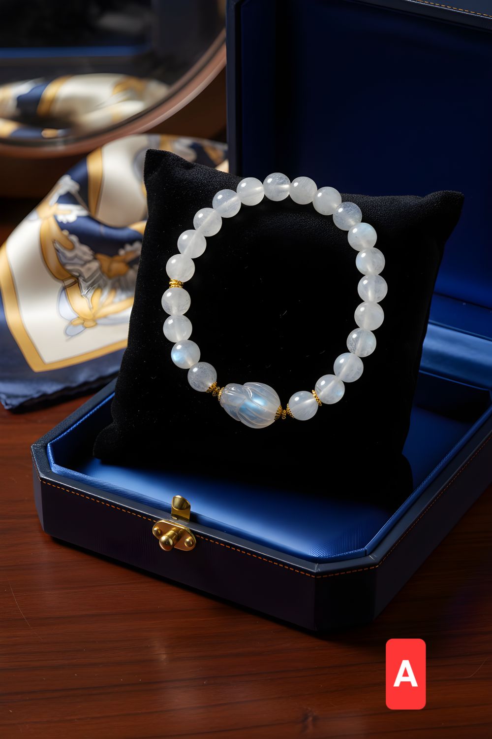 Natural Blue Moonstone - 18k