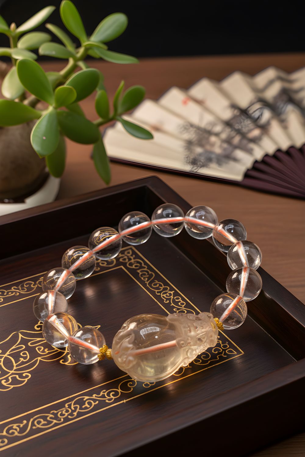 Natural Citrine with Dragon Pixiu - 18k