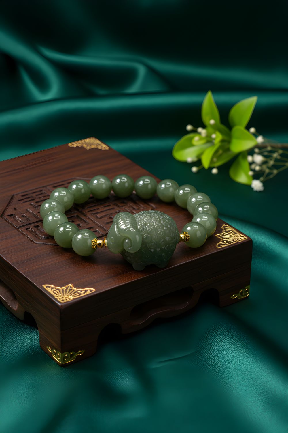 Natural Hetian Jade with Sheep 18K