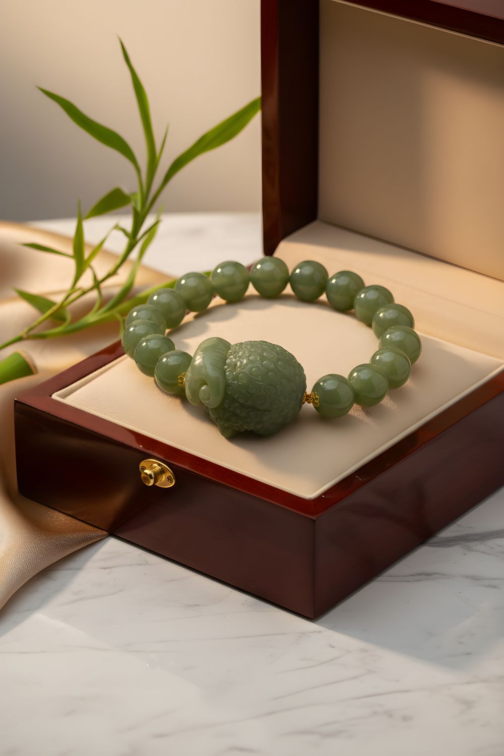 Natural Hetian Jade with Sheep 18K