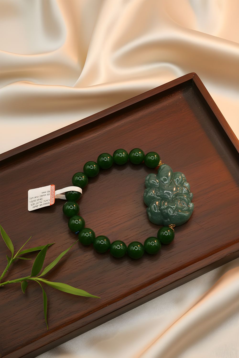 Natural Imeprial Jade with 9 Tail Fox 18K