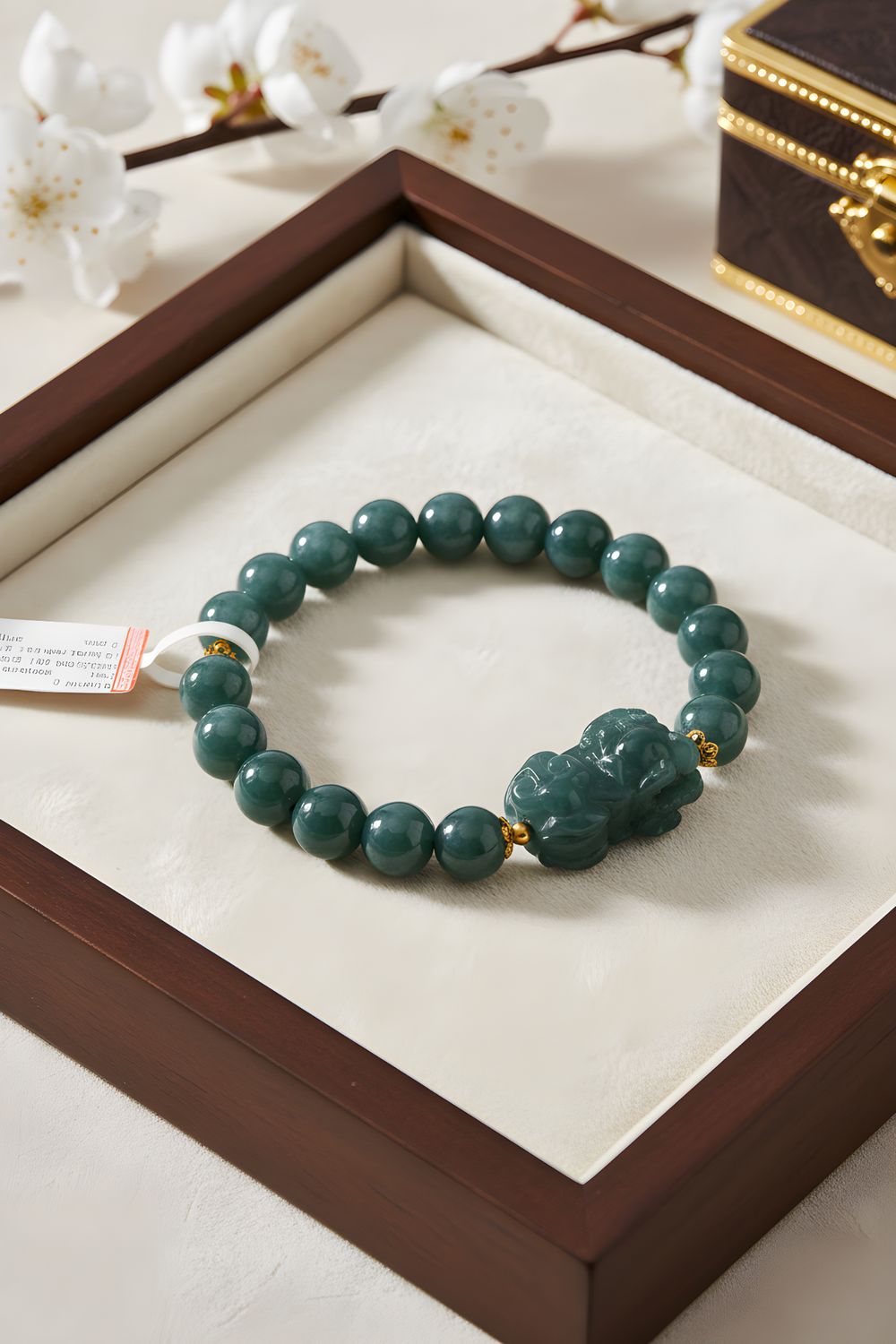 Natural Blue Water Ice Jade with Dragon Pixiu - 18K