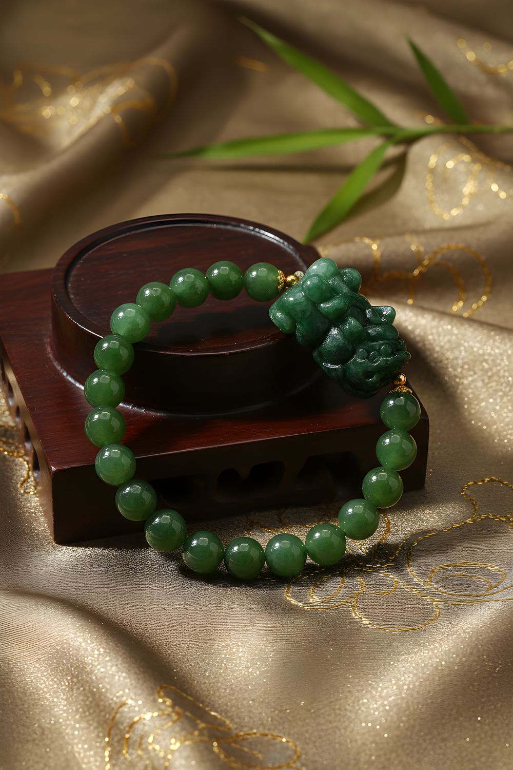 Natural Hetian Jade with Dragon Pixiu - 18K