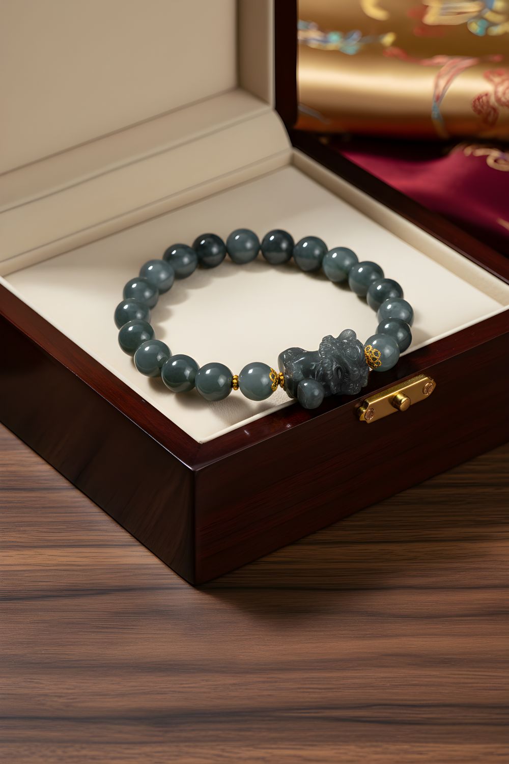 Natural Wuji Jade with Chinese Lion - 18k