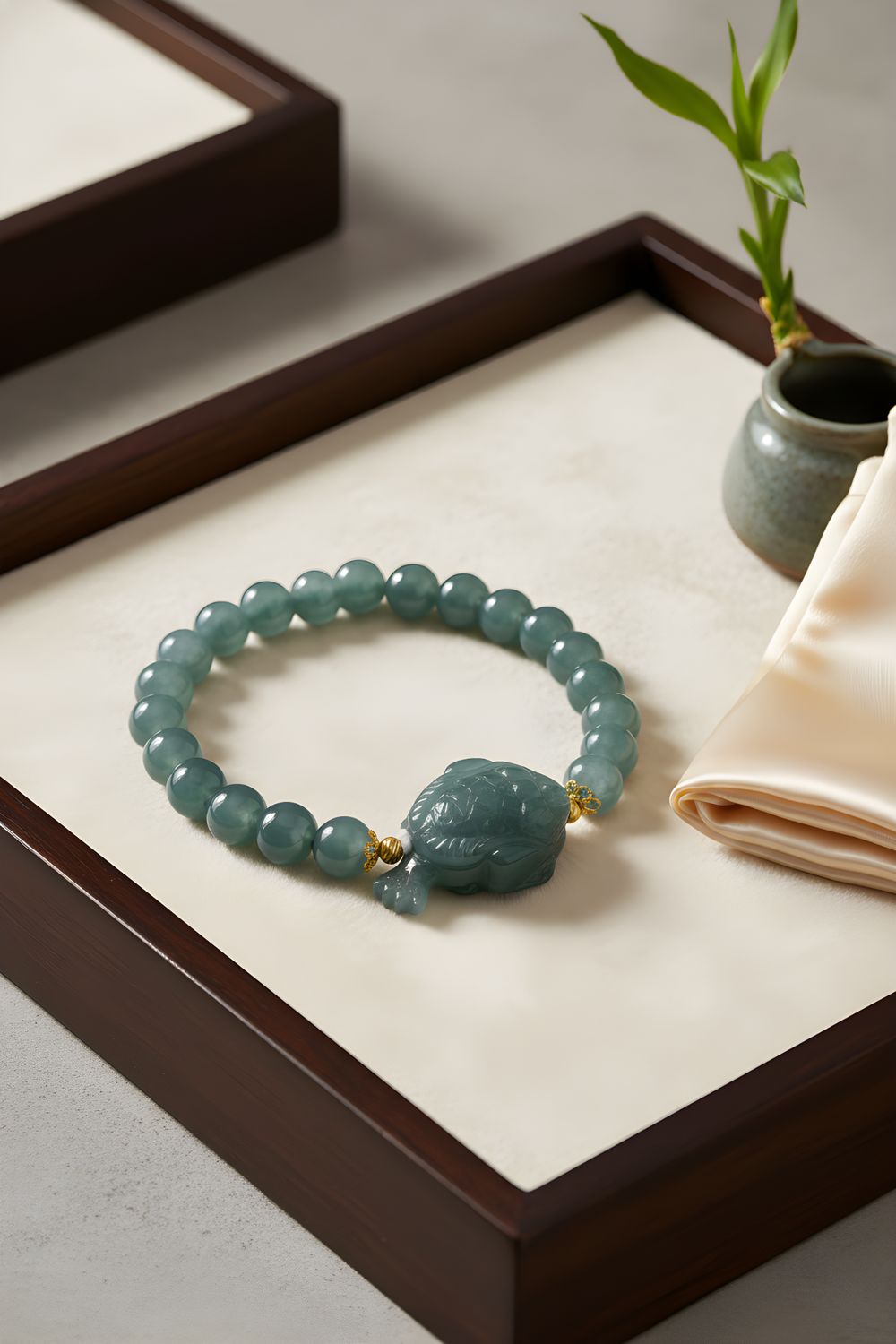 Natural Blue Water Jade with Dragon 18K