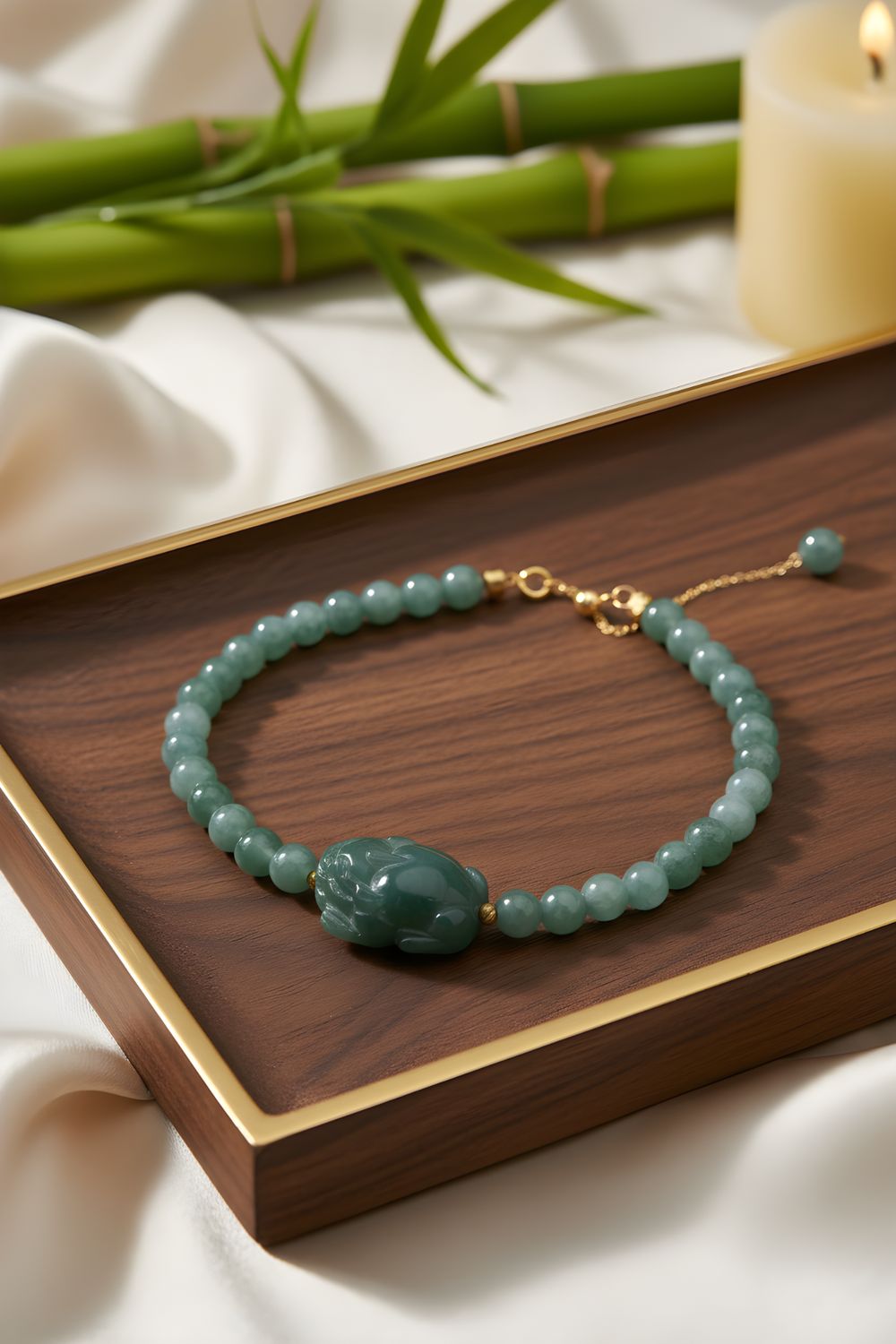 Natural Blue Water Jade with Pixiu 18K