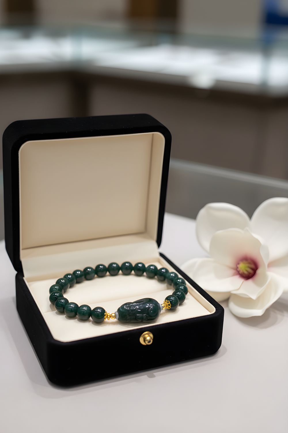 Natural Blue Water with Pixiu 18K