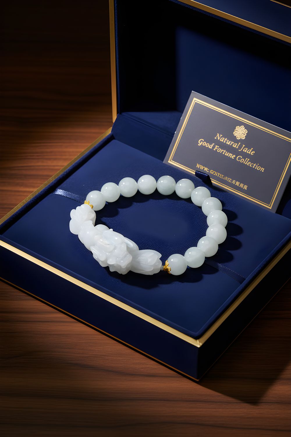 Natural Burma Ice Jade with Pixiu - 18K